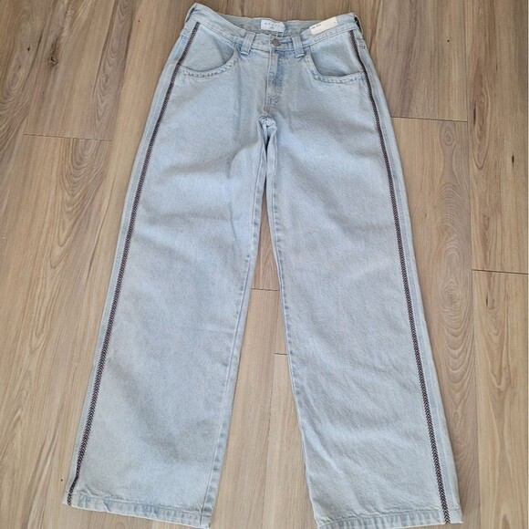 Rusty Flip Mommy Low Rise Wide Leg Denim Pant Size Small Light Wash Retro Skater - Picture 1 of 11